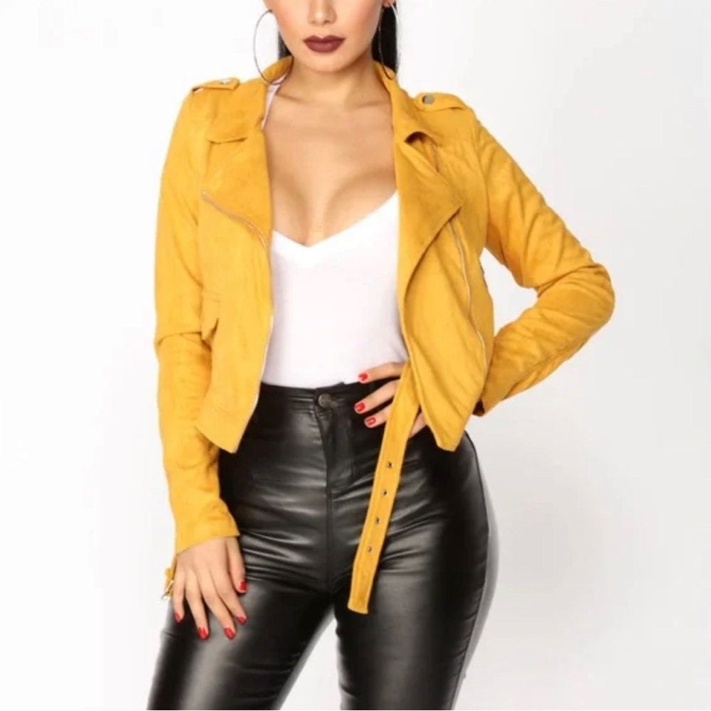 Fashion Nova Yellow Moto Jacket